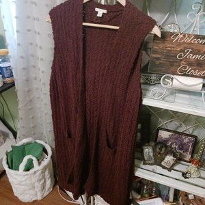 Long Burgandy Sweater Vest size 18/20